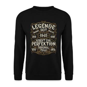 Legende 1945 Geburtstag legendär seit 1945 - Unisex Pullover - Schwarz - Vorne - Alina (178cm) & Michal (187cm)