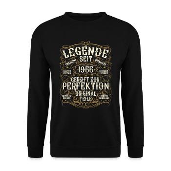 Legende 1955 Geburtstag legendär seit 1955 - Unisex Pullover - Schwarz - Vorne - Alina (178cm) & Michal (187cm)