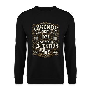 Legende 1977 Geburtstag legendär seit 1977 - Unisex Pullover - Schwarz - Vorne - Alina (178cm) & Michal (187cm)