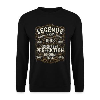 Legende 1993 Geburtstag geboren im Jahr 1993 - Unisex Pullover - Schwarz - Vorne - Alina (178cm) & Michal (187cm)