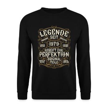 Legende 1979 Geburtstag legendär seit 1979 - Unisex Pullover - Schwarz - Vorne - Alina (178cm) & Michal (187cm)