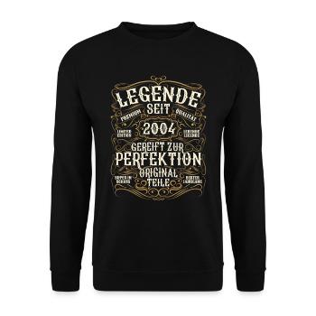 Legende 2004 Geburtstag legendär seit 2004 - Unisex Pullover - Schwarz - Vorne - Alina (178cm) & Michal (187cm)