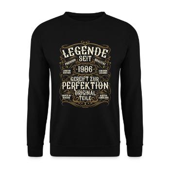 Legende 1986 Geburtstag legendär seit 1986 - Unisex Pullover - Schwarz - Vorne - Alina (178cm) & Michal (187cm)