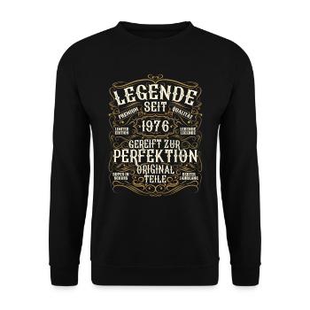 Legende 1976 Geburtstag legendär seit 1976 - Unisex Pullover - Schwarz - Vorne - Alina (178cm) & Michal (187cm)