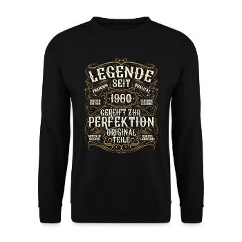 Legende 1980 Geburtstag legendär seit 1980 - Unisex Pullover - Schwarz - Vorne - Alina (178cm) & Michal (187cm)