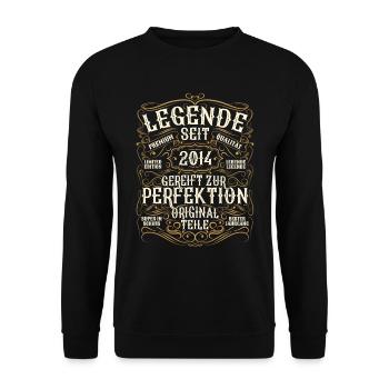 Legende 2014 Geburtstag geboren im Jahr 2014 - Unisex Pullover - Schwarz - Vorne - Alina (178cm) & Michal (187cm)