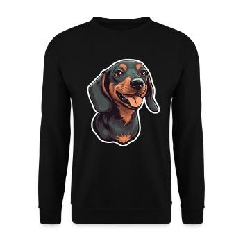 Dachshund Teckel Dog Breed Illustration Puppy Picture - Unisex Sweatshirt - black - Front - Alina (178cm) & Michal (187cm)