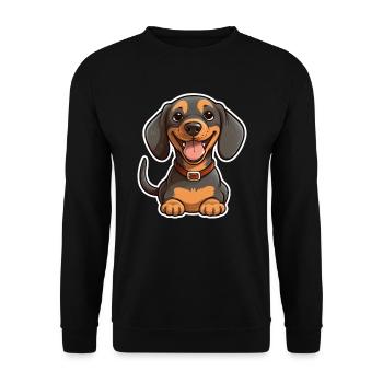 Dachshund Teckel Dog Breed Illustration Puppy Picture - Unisex Sweatshirt - black - Front - Alina (178cm) & Michal (187cm)