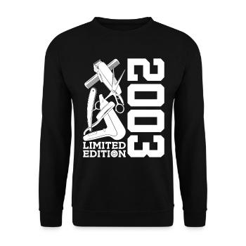 HAIRSTYLIST 2003 STYLIST 23. GEBURTSTAG FRISEUR - Unisex Pullover - Schwarz - Vorne - Alina (178cm) & Michal (187cm)