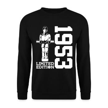 LIMITED EDITION 1953 TISCHFUßBALL 73. GEBURTSTAG - Unisex Pullover - Schwarz - Vorne - Alina (178cm) & Michal (187cm)
