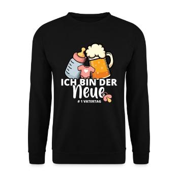 Ich bin der Neue erster Vatertag Vater Geschenk - Unisex Pullover - Schwarz - Vorne - Alina (178cm) & Michal (187cm)