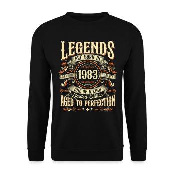 Vintage né en 1983 Legends Vintage Anniversaire - Sweat-shirt Unisexe - noir - Devant - Alina (178cm) & Michal (187cm)