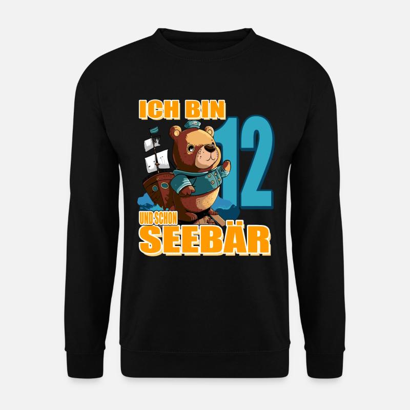 Kapitän Ich Bin 12 Und Schon Seebär - Unisex Pullover - Schwarz