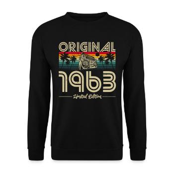 1963 Anniversaire né en 1963 Retro Vintage - Sweat-shirt Unisexe - noir - Devant - Alina (178cm) & Michal (187cm)