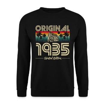 Vintage 1935 Geburtstag Retro - Unisex Pullover - Schwarz - Vorne - Alina (178cm) & Michal (187cm)
