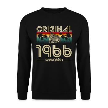 Hergestellt 1966, Geboren 1966 Geburtstag - Unisex Pullover - Schwarz - Vorne - Alina (178cm) & Michal (187cm)
