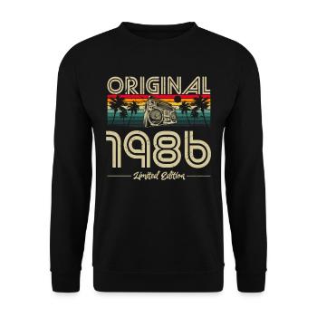 1986 Anniversaire né en 1986 Retro Vintage - Sweat-shirt Unisexe - noir - Devant - Alina (178cm) & Michal (187cm)