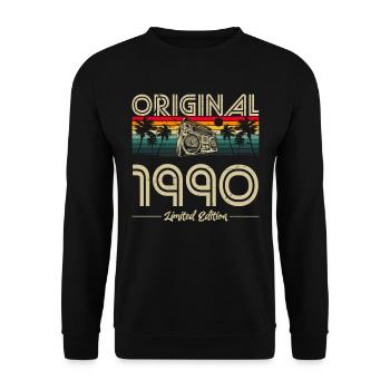 1990 Vintage Anniversaire Rétro Vintage Cadeau - Sweat-shirt Unisexe - noir - Devant - Alina (178cm) & Michal (187cm)