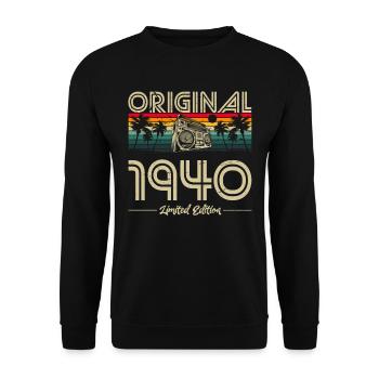 1940 Anniversaire né en 1940 Rétro Vintage - Sweat-shirt Unisexe - noir - Devant - Alina (178cm) & Michal (187cm)