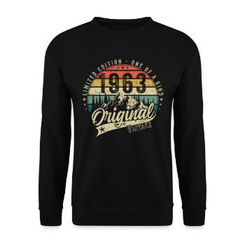 1963 Anniversaire né en 1963 Retro Vintage - Sweat-shirt Unisexe - noir - Devant - Alina (178cm) & Michal (187cm)