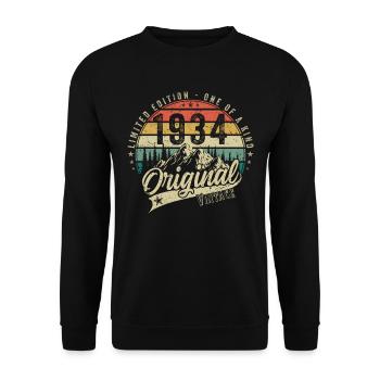 Januar 1934 geboren Geburtstag Mann Frau retro - Unisex Pullover - Schwarz - Vorne - Alina (178cm) & Michal (187cm)