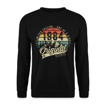 1984 Anniversaire né en 1984 Retro Vintage - Sweat-shirt Unisexe - noir - Devant - Alina (178cm) & Michal (187cm)