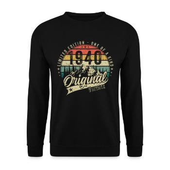 1940 Anniversaire né en 1940 Rétro Vintage - Sweat-shirt Unisexe - noir - Devant - Alina (178cm) & Michal (187cm)