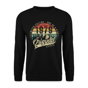 1979 Geburtstag geboren im Jahr 1979 Retro Vintage - Unisex Pullover - Schwarz - Vorne - Alina (178cm) & Michal (187cm)