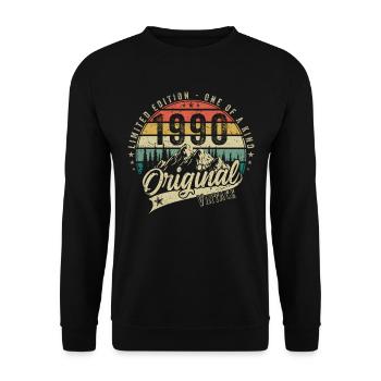 1990 Vintage Anniversaire Rétro Vintage Cadeau - Sweat-shirt Unisexe - noir - Devant - Alina (178cm) & Michal (187cm)