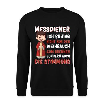 Messdiener Ministrant - Unisex Pullover - Schwarz - Vorne - Alina (178cm) & Michal (187cm)