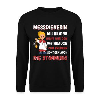 Messdienerin Messdiener - Unisex Pullover - Schwarz - Vorne - Alina (178cm) & Michal (187cm)