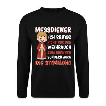 Messdiener Ministrant - Unisex Pullover - Schwarz - Vorne - Alina (178cm) & Michal (187cm)