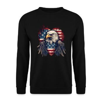 American Adler Amerika Wappentier Eagle Flagge USA - Unisex Sweatshirt - black - Front - Alina (178cm) & Michal (187cm)