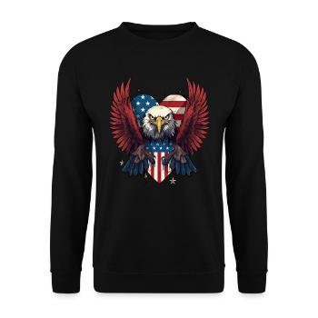 America Heraldic Animal Eagle Flag USA - Unisex Sweatshirt - black - Front - Alina (178cm) & Michal (187cm)