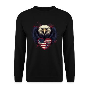 America Heraldic Animal Eagle Flag USA - Unisex Sweatshirt - black - Front - Alina (178cm) & Michal (187cm)