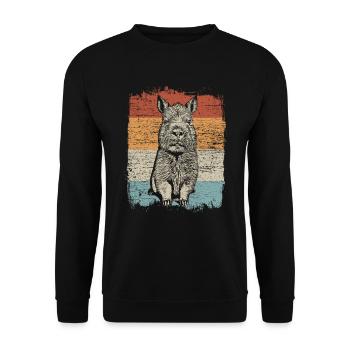 Capybara Wasserschwein retro Nagetier Tier lustig - Unisex Pullover - Schwarz - Vorne - Alina (178cm) & Michal (187cm)