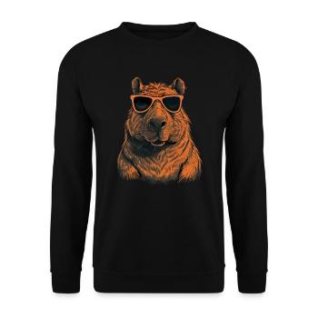Capybara Wasserschwein retro Nagetier Tier lustig - Unisex Pullover - Schwarz - Vorne - Alina (178cm) & Michal (187cm)