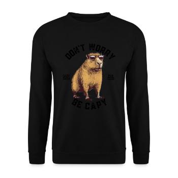 Capybara Wasserschwein retro Nagetier Tier lustig - Unisex Pullover - Schwarz - Vorne - Alina (178cm) & Michal (187cm)