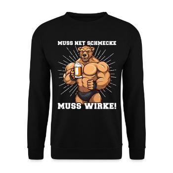 Bodybuilder Muss Net Schmecke Muss Wirke - Unisex Pullover - Schwarz - Vorne - Alina (178cm) & Michal (187cm)