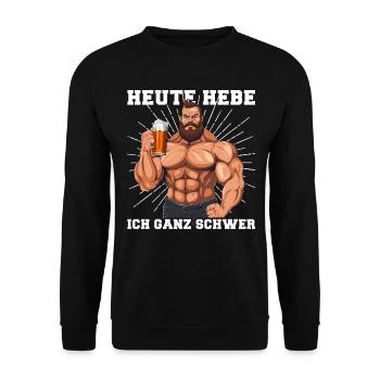 Bodybuilder Gym Beer | Today I'm lifting very hard - Unisex Sweatshirt - black - Front - Alina (178cm) & Michal (187cm)