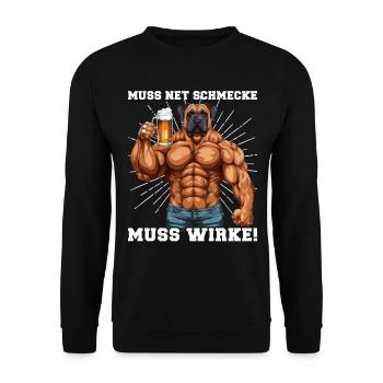 Bodybuilder Muss Net Schmecke Muss Wirke - Unisex Pullover - Schwarz - Vorne - Alina (178cm) & Michal (187cm)