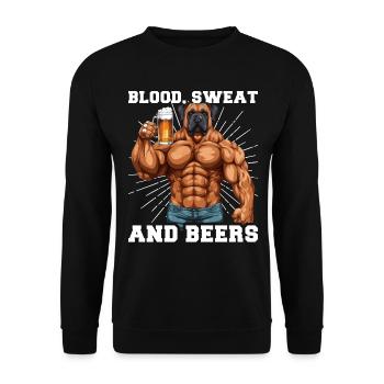 Bodybuilder Gym Bier Blood Sweat And Beer - Unisex Sweatshirt - black - Front - Alina (178cm) & Michal (187cm)