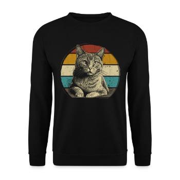 Retro Cat Kitten - Unisex Sweatshirt - black - Front - Alina (178cm) & Michal (187cm)