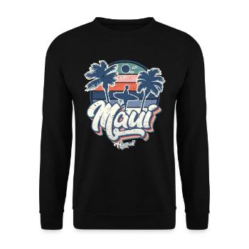 Maui Hawaii Surfen 70er Jahre Strand retro vintage - Unisex Pullover - Schwarz - Vorne - Alina (178cm) & Michal (187cm)