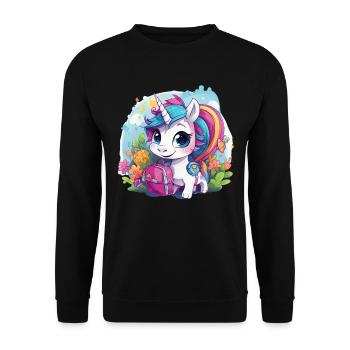 Unicorn Schoolchild School Enrollment Girl Gift - Unisex Sweatshirt - black - Front - Alina (178cm) & Michal (187cm)