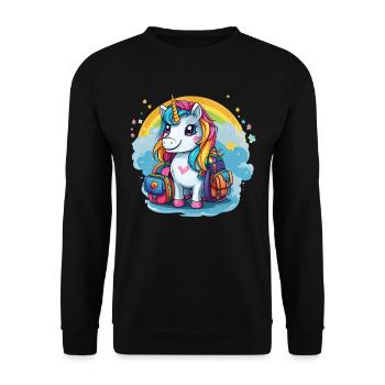 Unicorn Schoolchild School Enrollment Girl Gift - Unisex Sweatshirt - black - Front - Alina (178cm) & Michal (187cm)