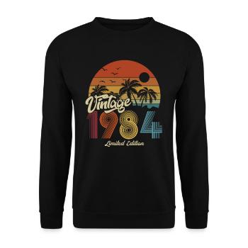 1984 Anniversaire né en 1984 Retro Vintage - Sweat-shirt Unisexe - noir - Devant - Alina (178cm) & Michal (187cm)