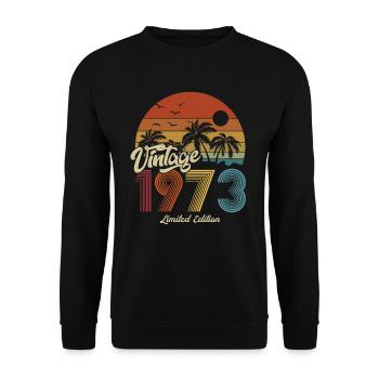 1973 Birthday born in 1973 Retro Vintage - Unisex Sweatshirt - black - Front - Alina (178cm) & Michal (187cm)