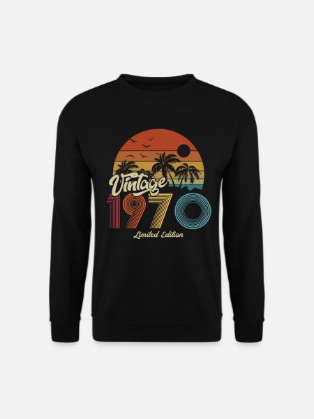 1970 Anniversaire né en 1970 Retro Vintage - Sweat-shirt Unisexe - noir