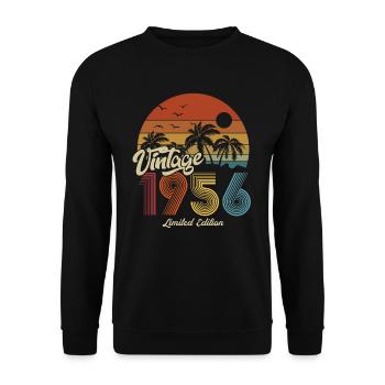 1956 Anniversaire né en 1956 Retro Vintage - Sweat-shirt Unisexe - noir - Devant - Alina (178cm) & Michal (187cm)